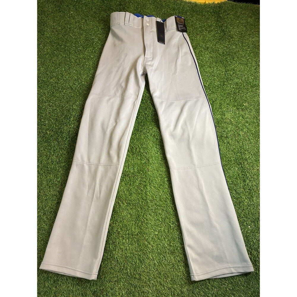 Mizuno MVP Pro Baseball Pants Adult Medium Gray Navy Piped NWT Full Length